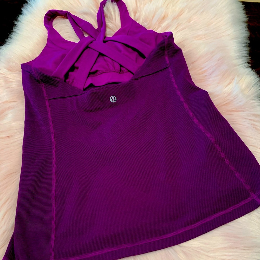 Lululemon purple tank black pinstripes